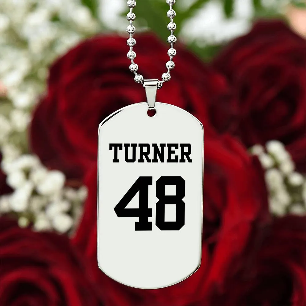 Custom Sports Name and Number Dog Tag w/ Engraving Available