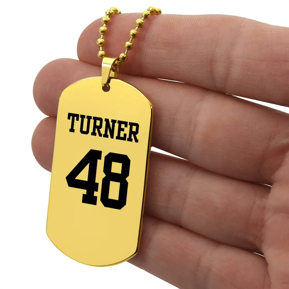 Custom Sports Name and Number Dog Tag w/ Engraving Available