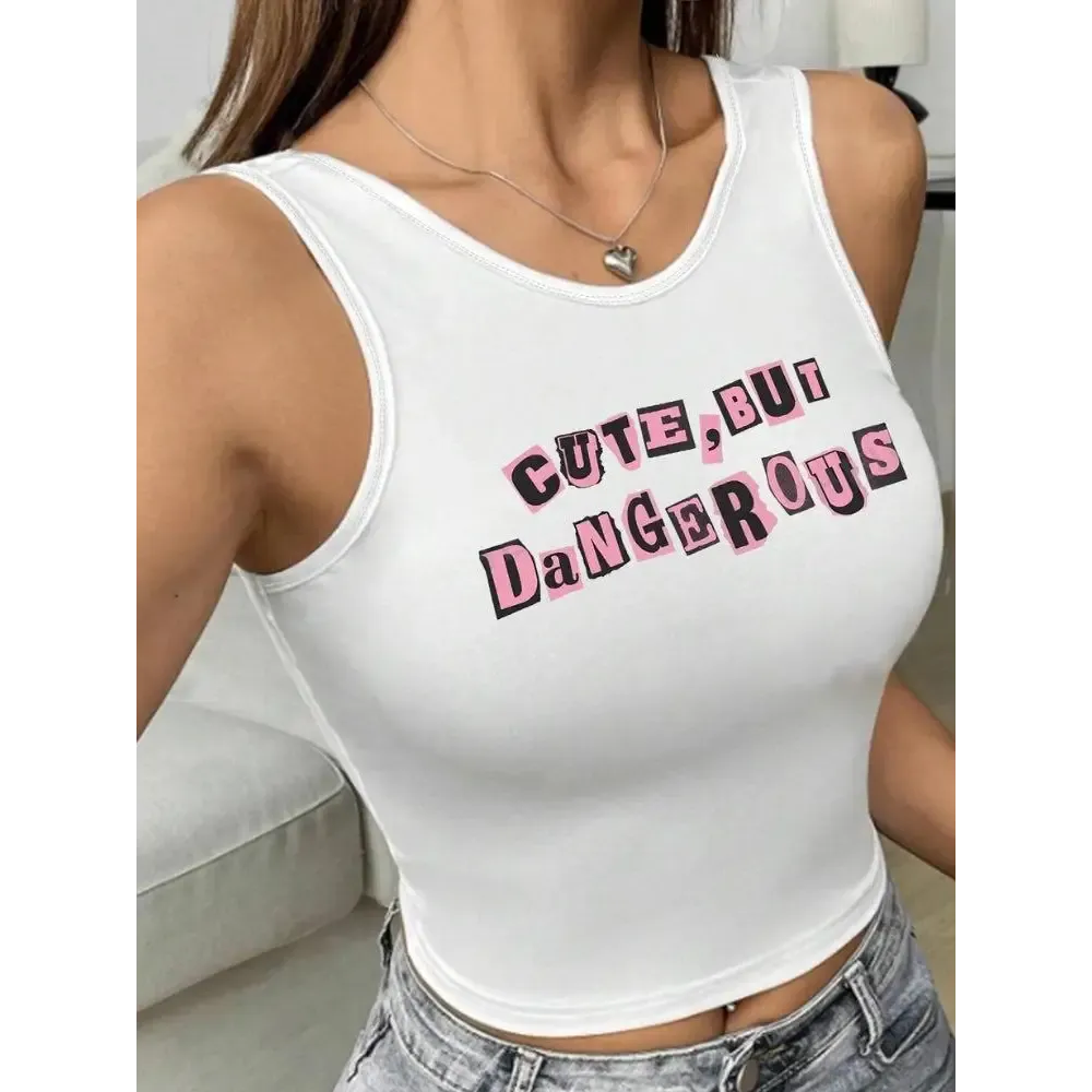 Cute But Dangerous White Tank Top for Y2K Fashion Enthusiasts