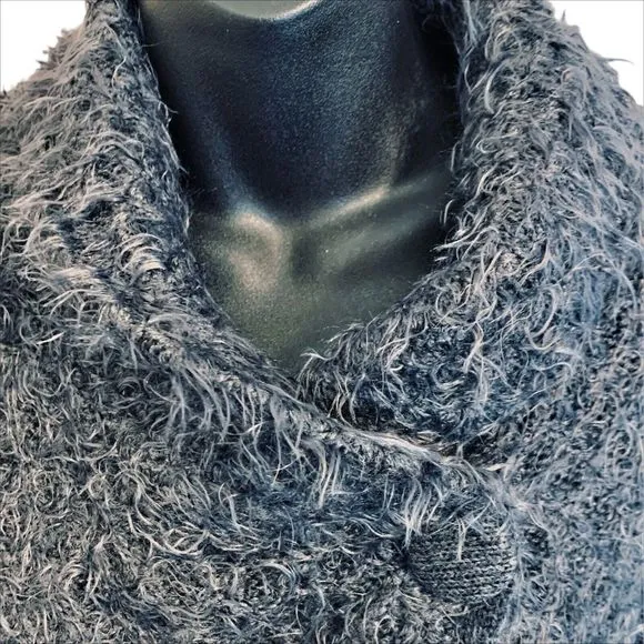 Cynthia Rowley Eyelash Knit Cardigan Sweater Gray- Size Small - Fuzzy 3/4 Sleeve