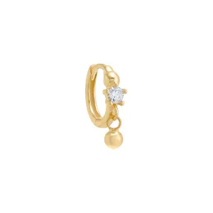CZ Stone X Dangling Ball Huggie Earring
