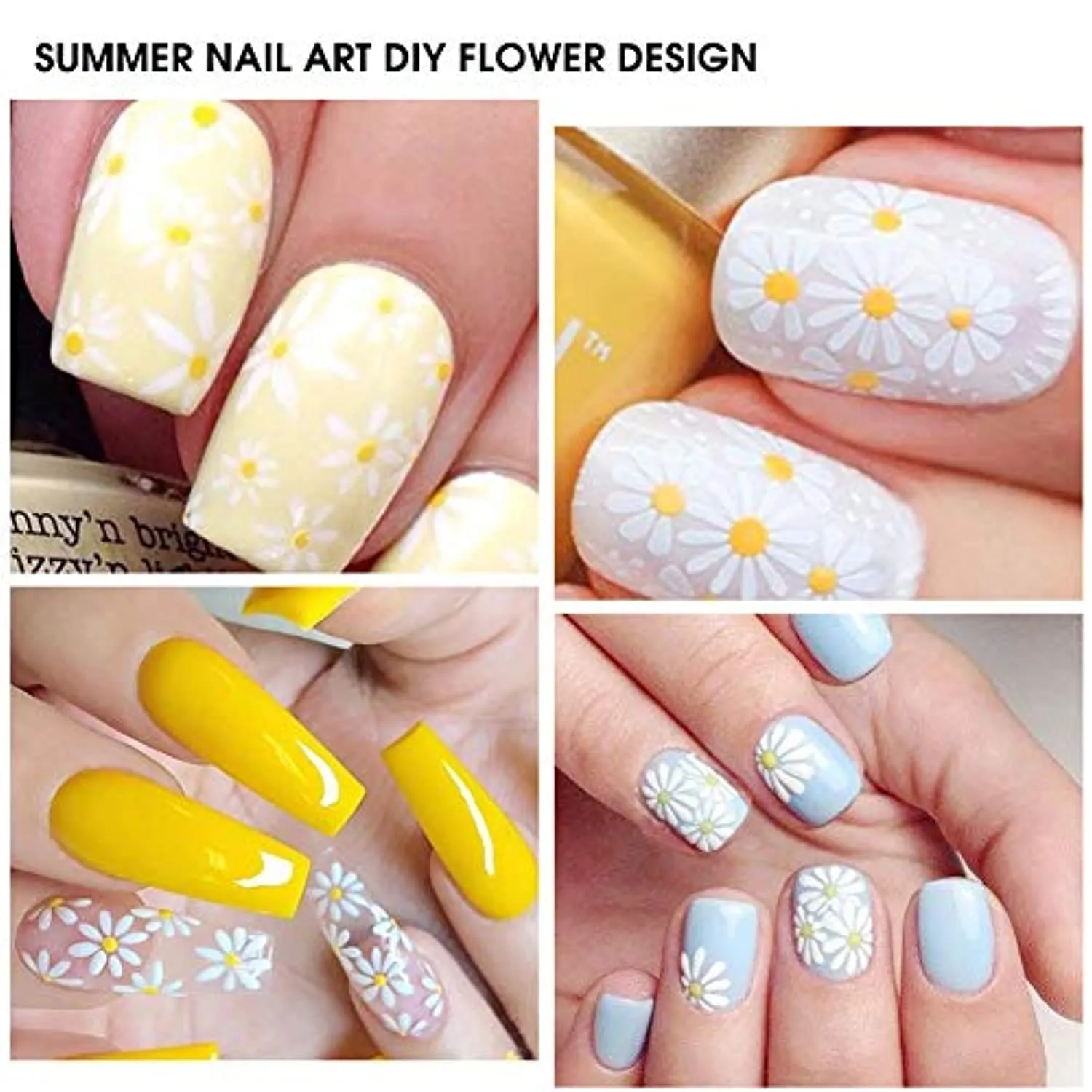 Daisy Nail Art Stickers Decals Daisy Nail Art Supplies Water Transfer Summer Nail Art Decorations Little Daisies Flower Designs Stickers for Acrylic Nails Tattoo Craft Manicure Tips Decoration 12 Sheets