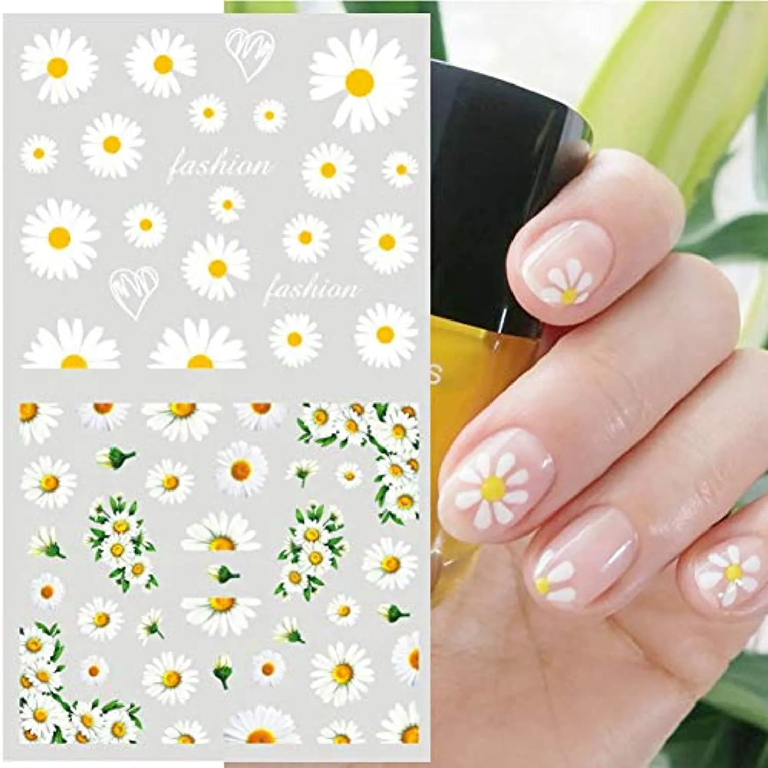 Daisy Nail Art Stickers Decals Daisy Nail Art Supplies Water Transfer Summer Nail Art Decorations Little Daisies Flower Designs Stickers for Acrylic Nails Tattoo Craft Manicure Tips Decoration 12 Sheets