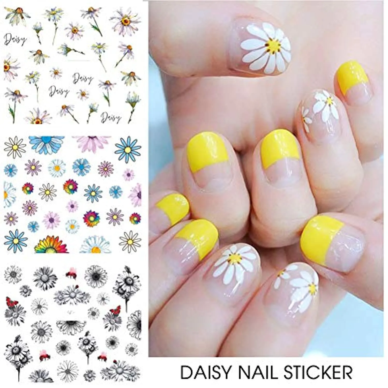Daisy Nail Art Stickers Decals Daisy Nail Art Supplies Water Transfer Summer Nail Art Decorations Little Daisies Flower Designs Stickers for Acrylic Nails Tattoo Craft Manicure Tips Decoration 12 Sheets