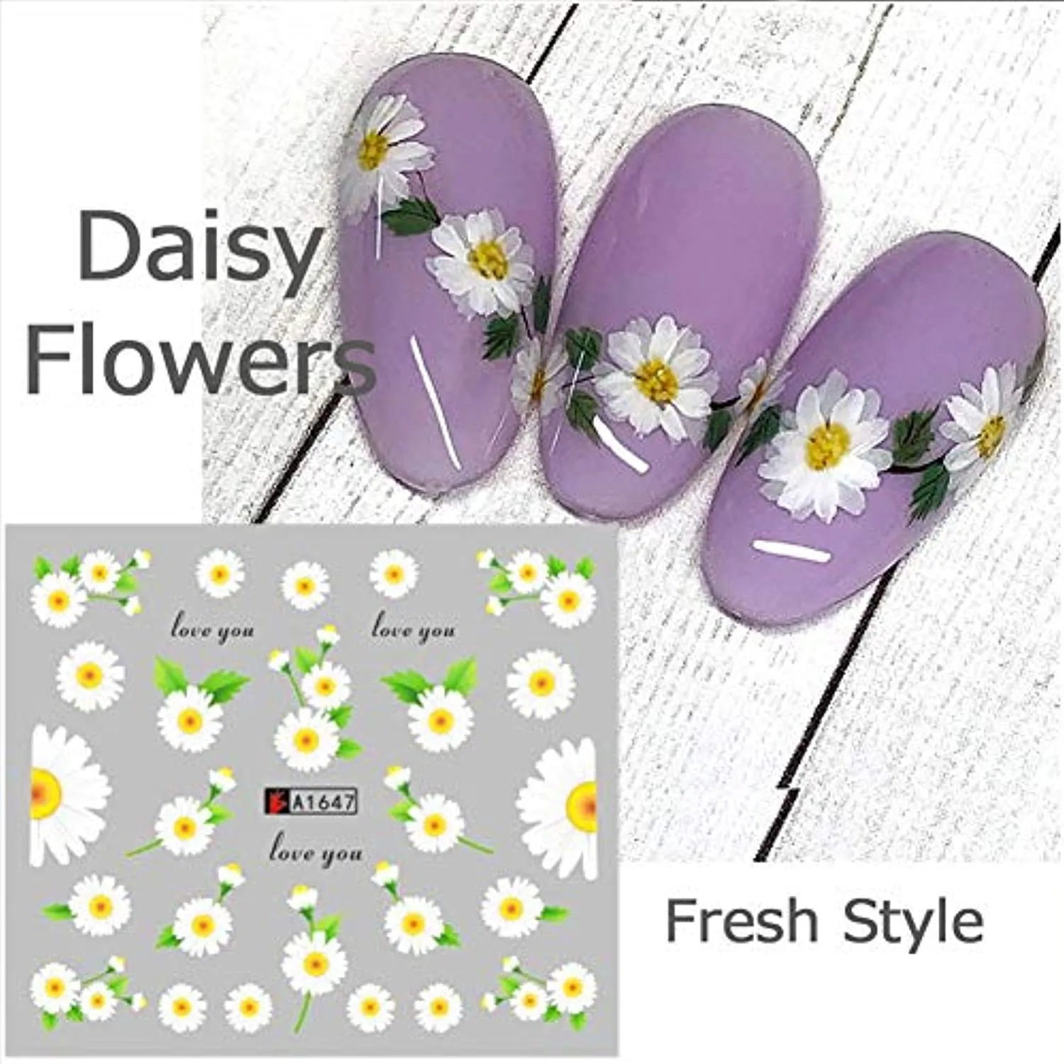 Daisy Nail Art Stickers Decals Daisy Nail Art Supplies Water Transfer Summer Nail Art Decorations Little Daisies Flower Designs Stickers for Acrylic Nails Tattoo Craft Manicure Tips Decoration 12 Sheets