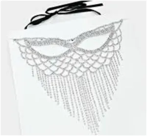 Dalita Fringe Crystal Masquerade Mask | Silver | Crystal