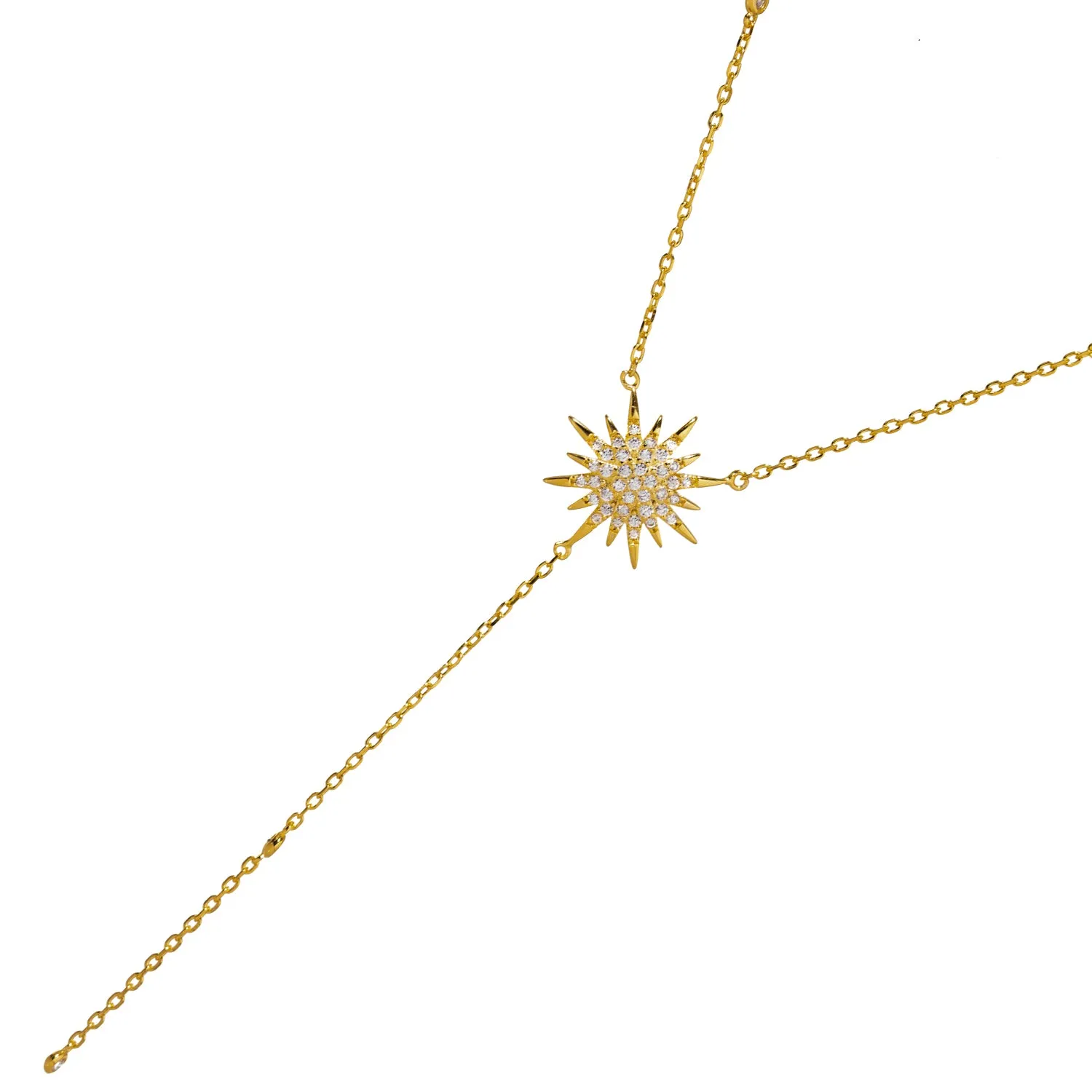 Diamond & Gold Sun Pendant Fashion Design Necklace