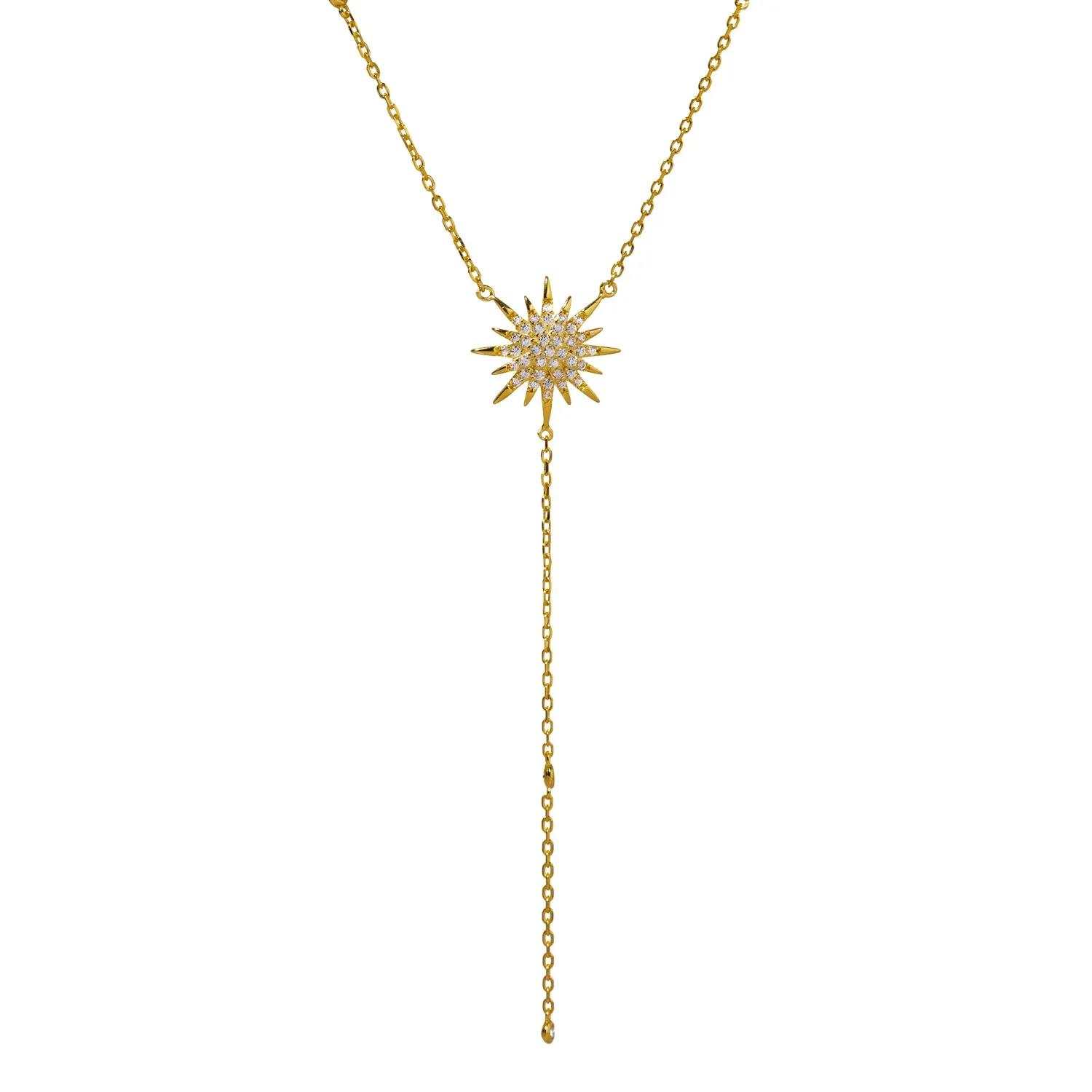 Diamond & Gold Sun Pendant Fashion Design Necklace