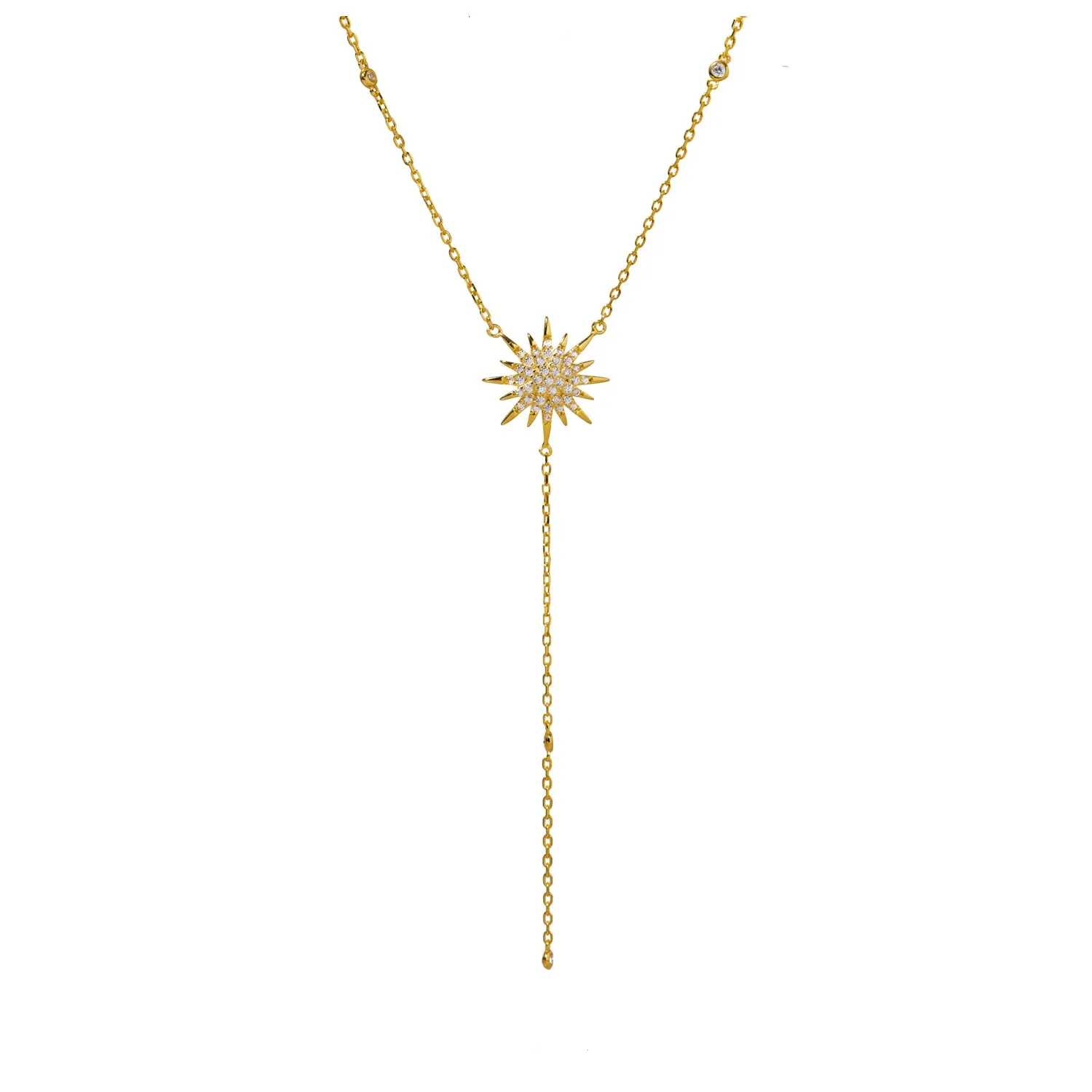Diamond & Gold Sun Pendant Fashion Design Necklace