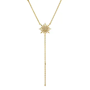 Diamond & Gold Sun Pendant Fashion Design Necklace