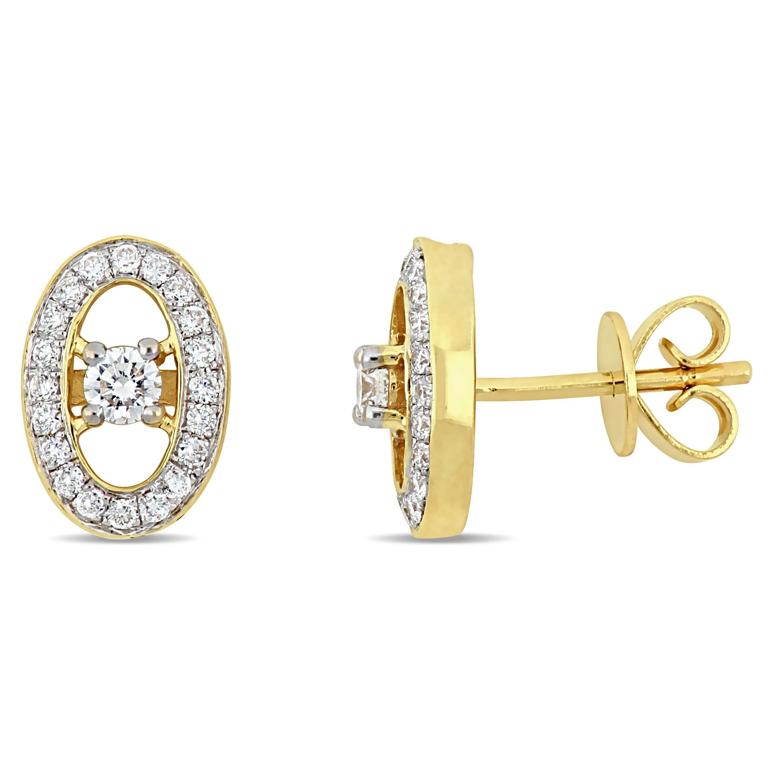 Diamond Floating Halo Oval Stud Earrings