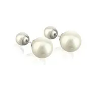 Dianna Double Ball Earrings - White/Rhodium