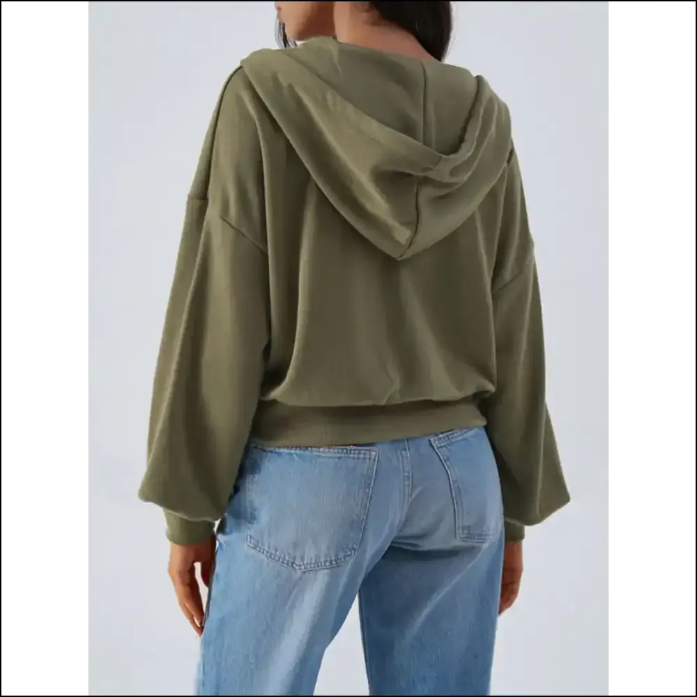 Divine Drawstring Zip Up Long Sleeve Hoodie