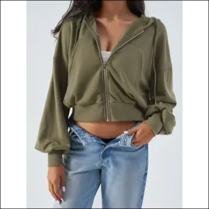 Divine Drawstring Zip Up Long Sleeve Hoodie