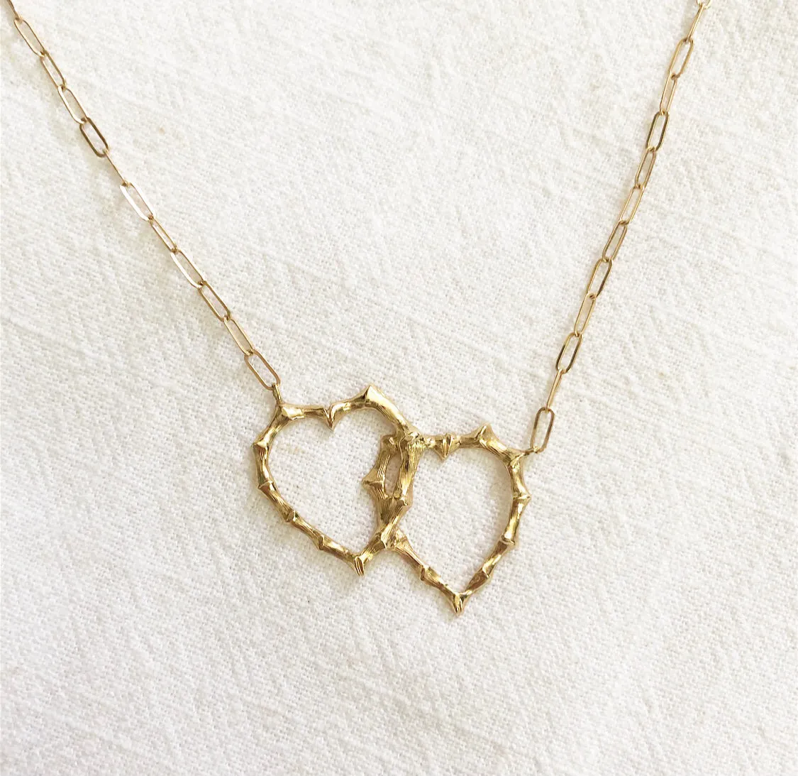 Double retro bamboo heart