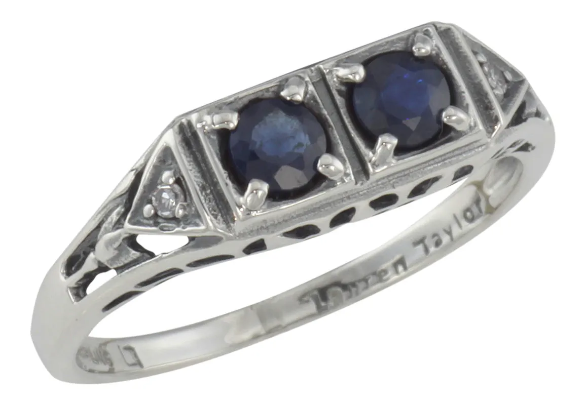 Double Sapphire Vintage Inspired Ring