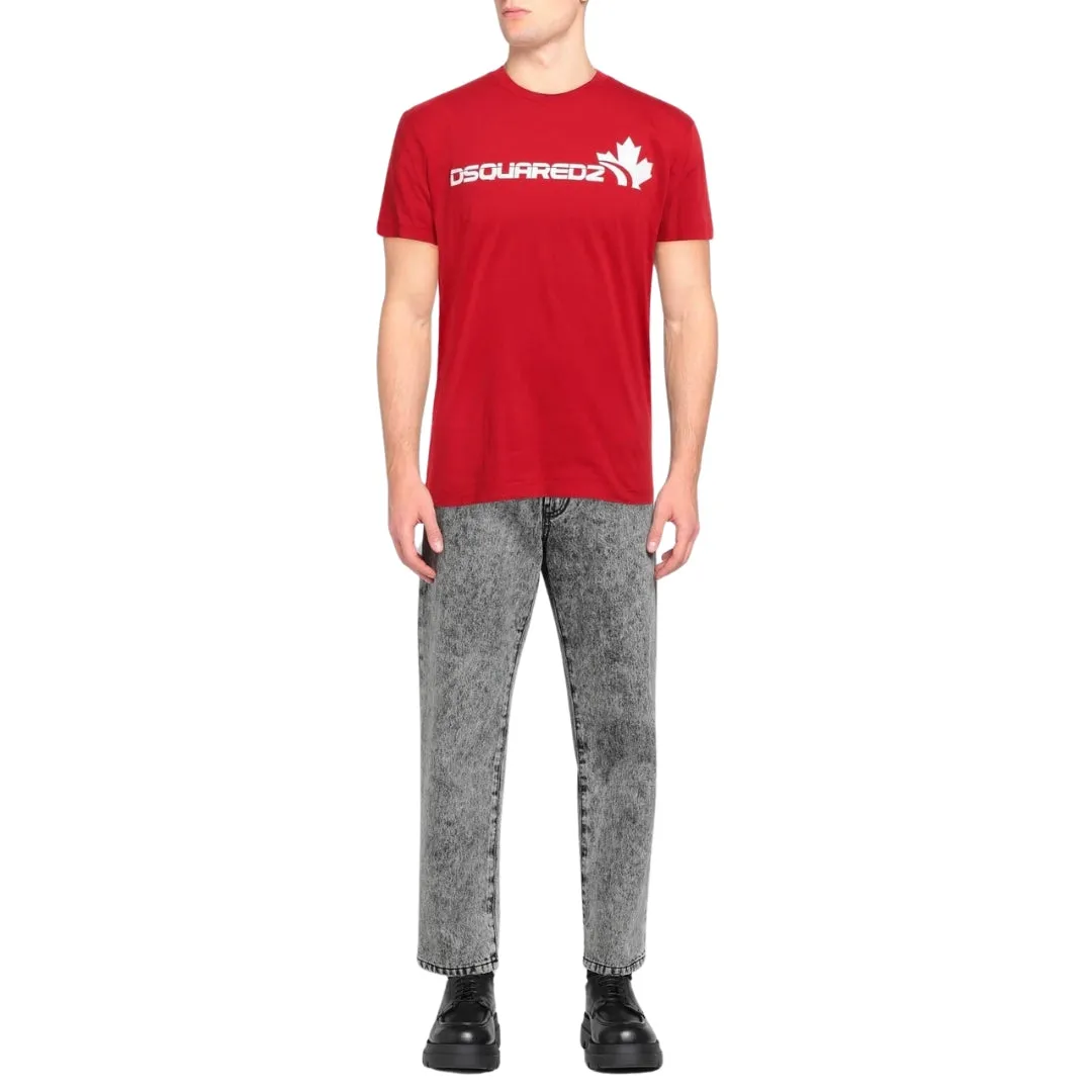 Dsquared2 S71Gds1278 312W Maple Leaf Cool Fit T Shirt 312W Red White T Shirt