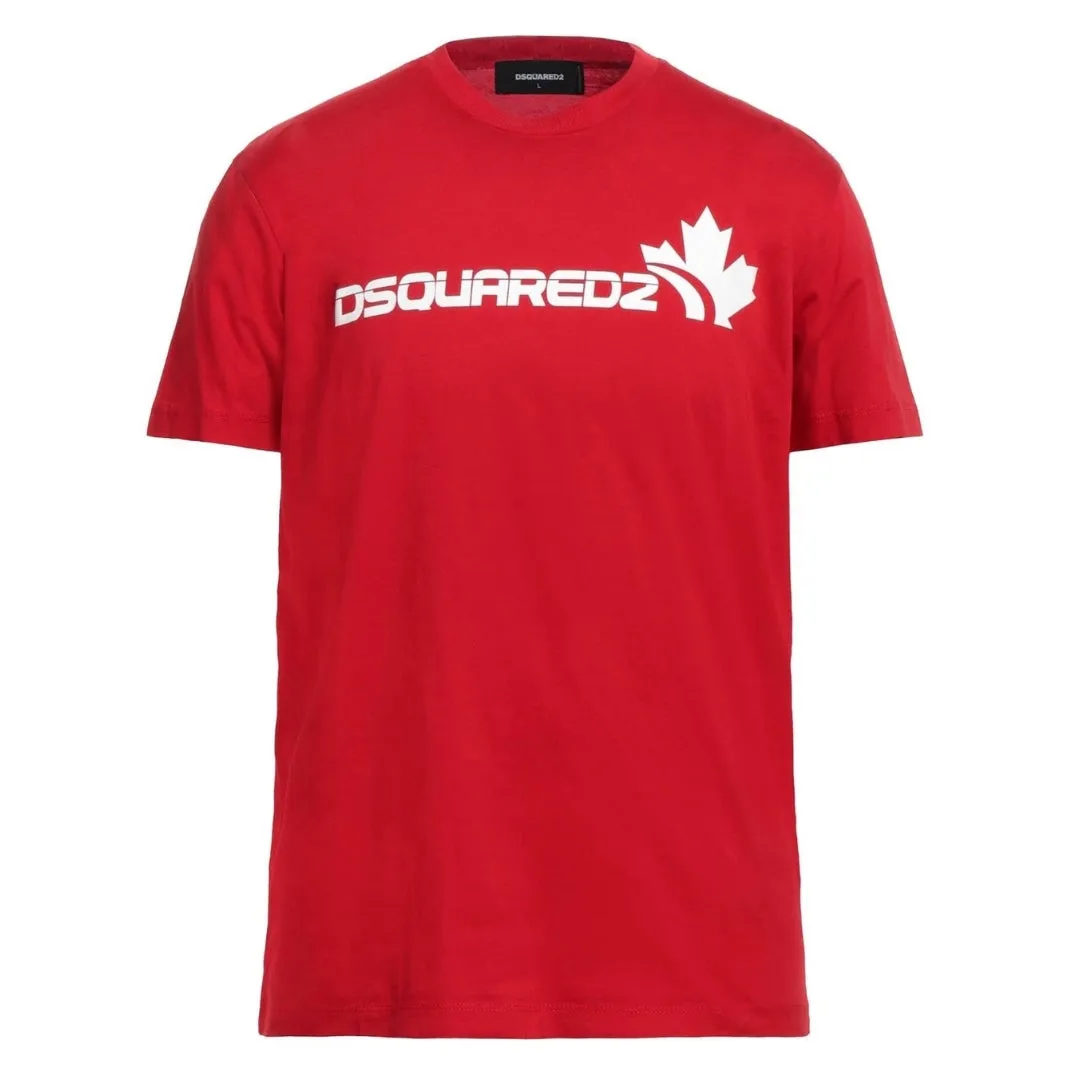 Dsquared2 S71Gds1278 312W Maple Leaf Cool Fit T Shirt 312W Red White T Shirt