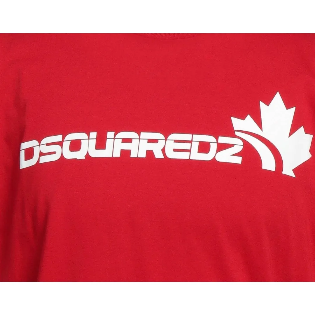 Dsquared2 S71Gds1278 312W Maple Leaf Cool Fit T Shirt 312W Red White T Shirt