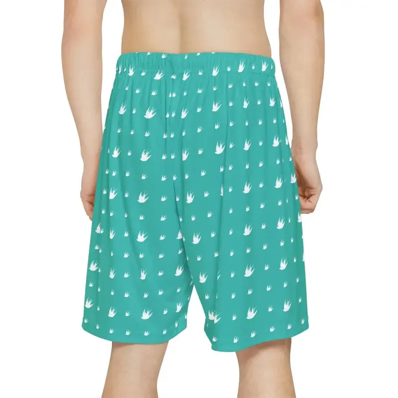 Dynamic Mens Sports Shorts with Birds Pattern