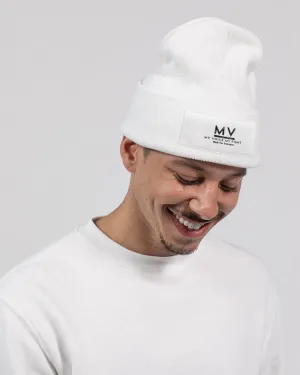 Dynamic MV Solid White Knit Beanie