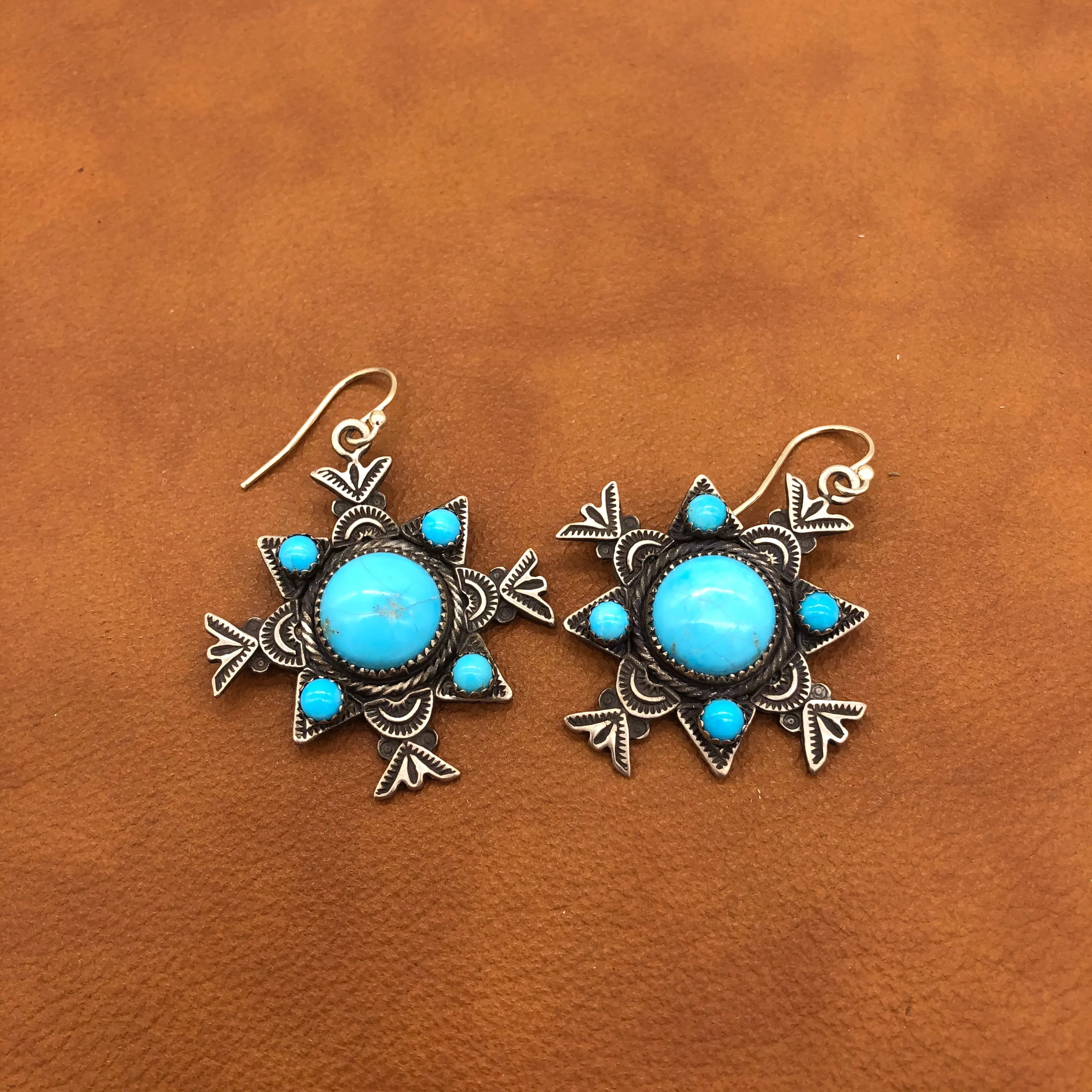 E246B Nambe Cross Turquoise Earrings