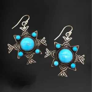 E246B Nambe Cross Turquoise Earrings