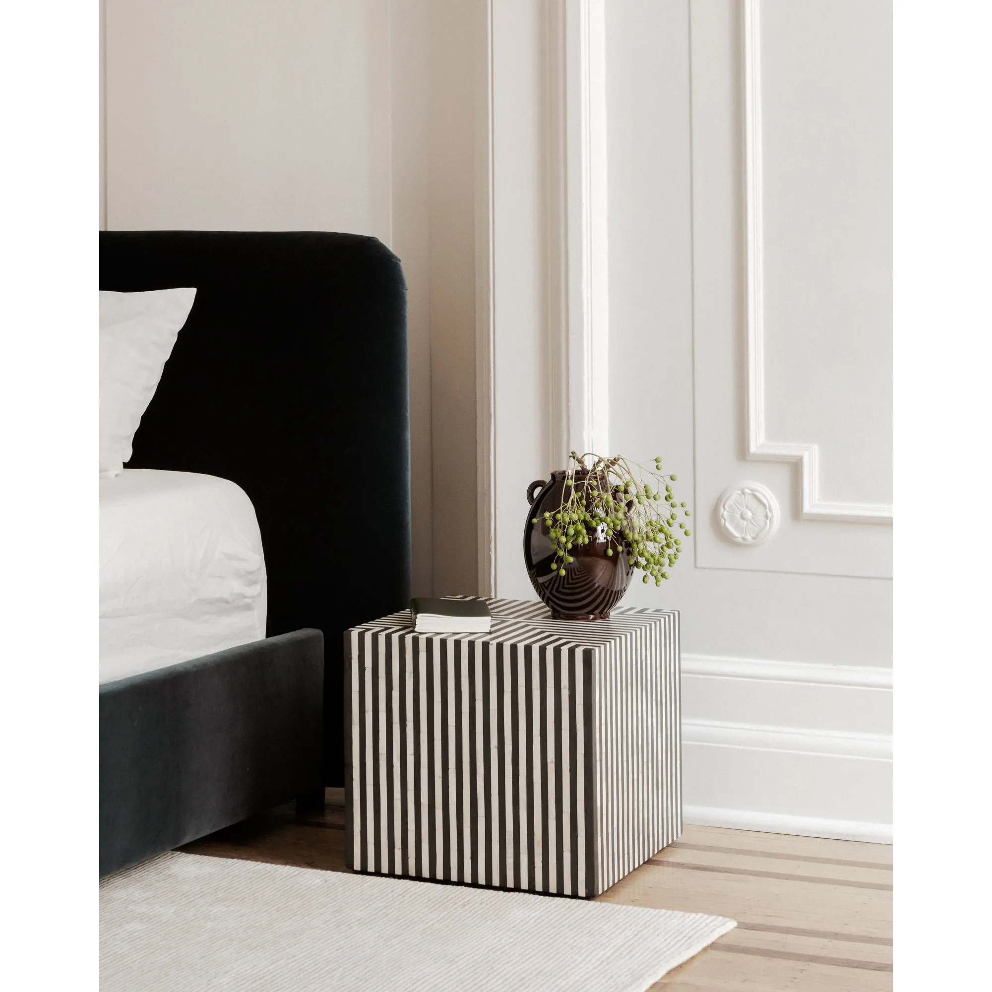 Ebony Swirl Side Table - Art Deco Inspired Design