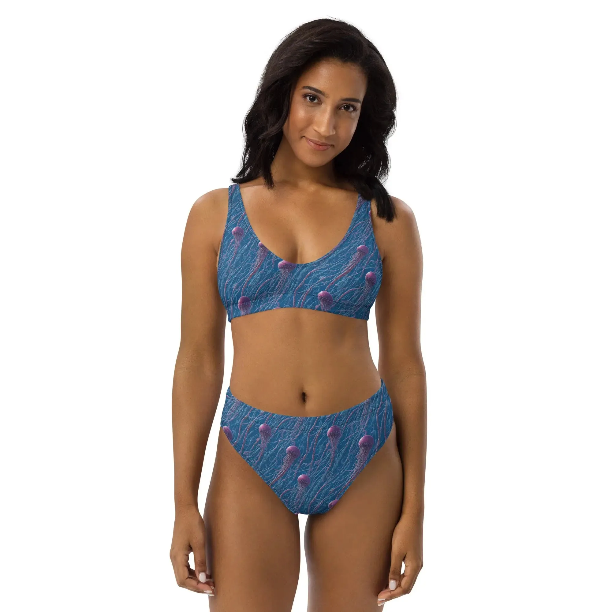 Eco Retro Bikini Blue and Violet Jellyfishes