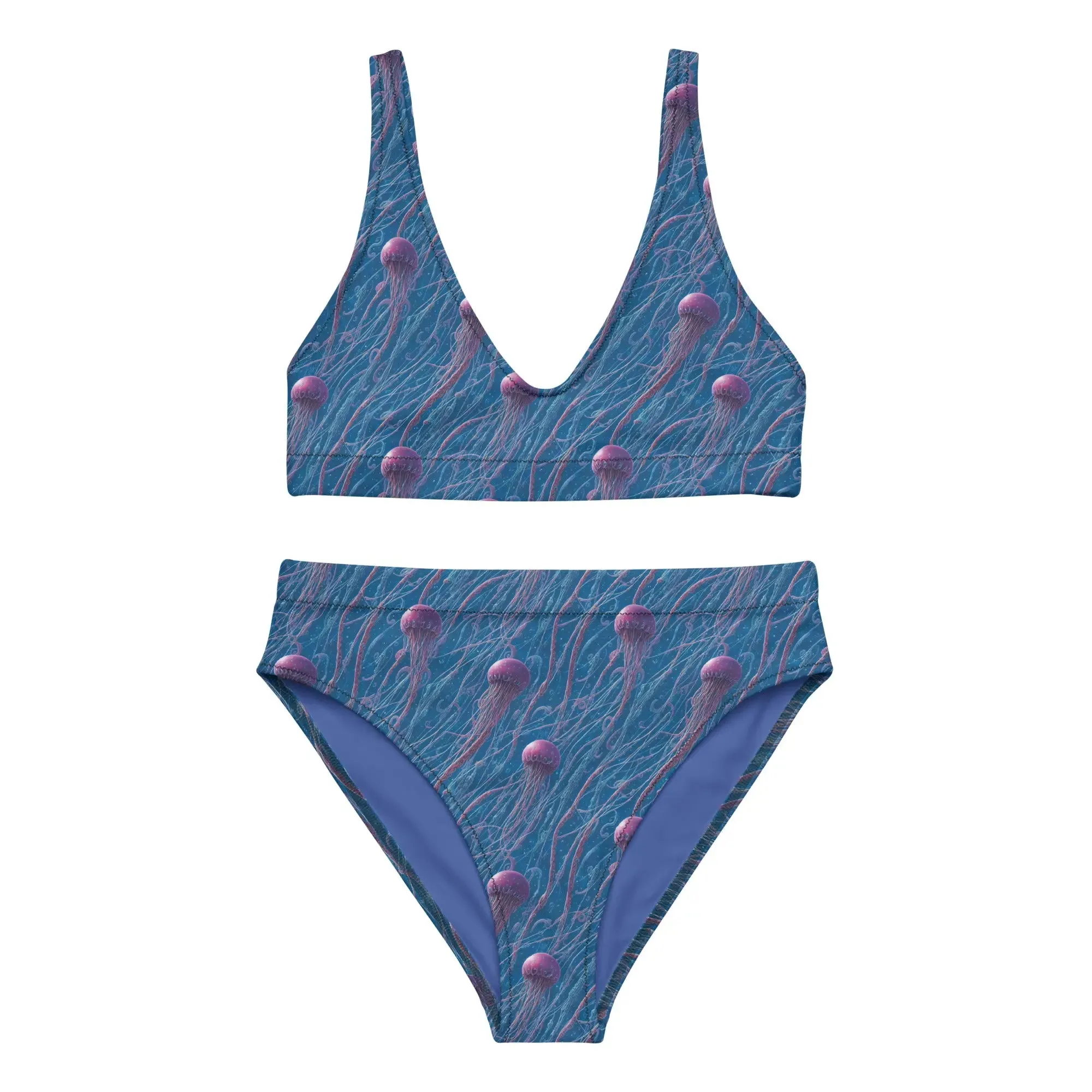 Eco Retro Bikini Blue and Violet Jellyfishes