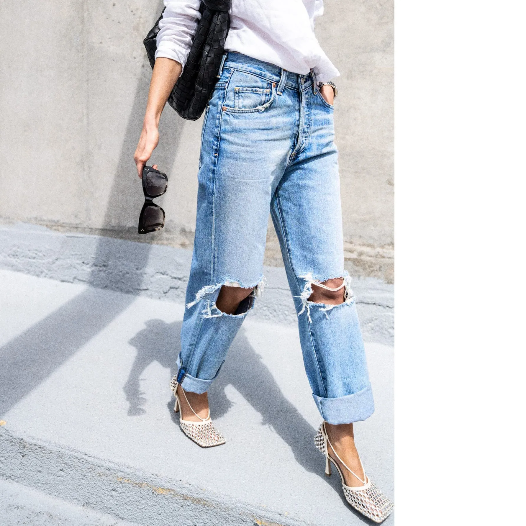 Effortless Edge Ripped Casual High-Waisted Denim Pants