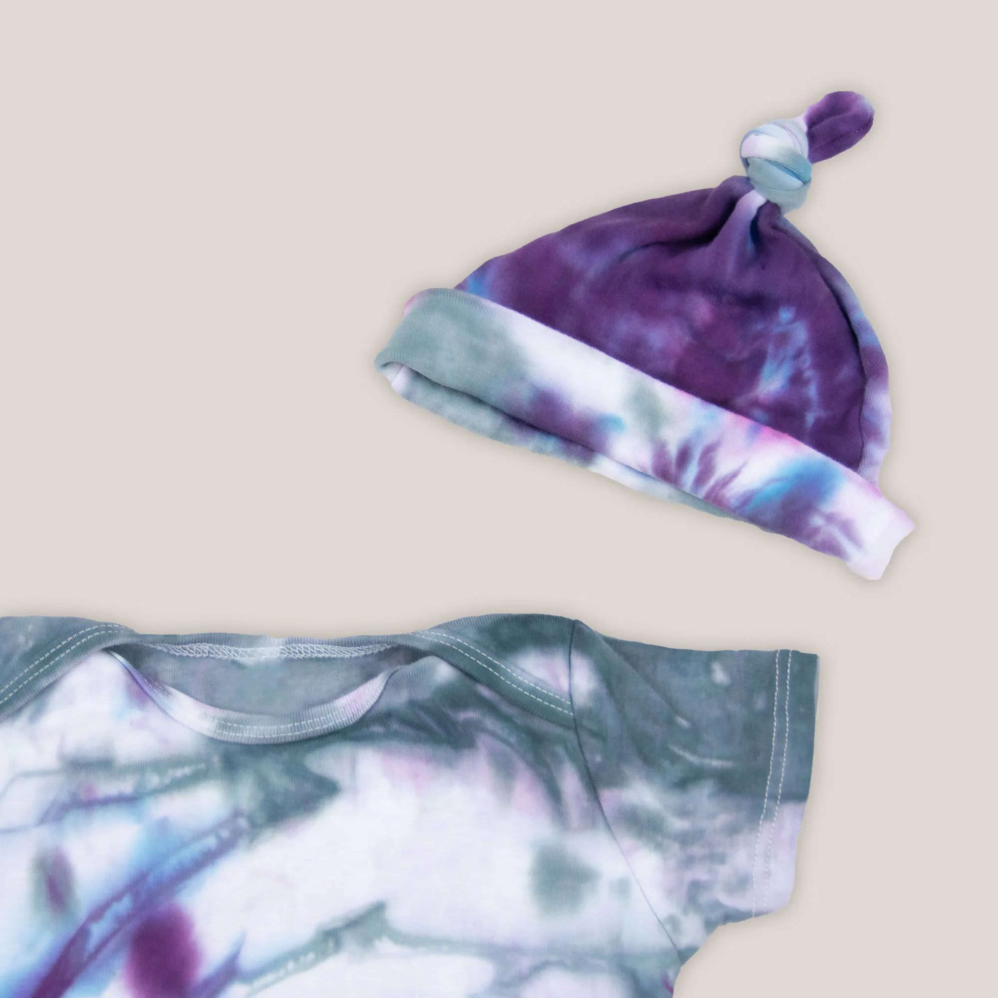Eolande Organic Tie Dye Baby Bodysuit   Hat