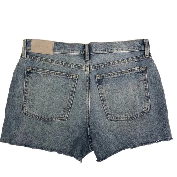 EVERLANE Short Women Sz 27 Blue '90s Mid Rise Raw Hem Organic Classic Preppy NWT