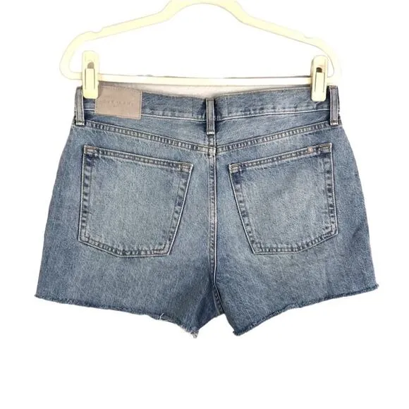 EVERLANE Short Women Sz 27 Blue '90s Mid Rise Raw Hem Organic Classic Preppy NWT