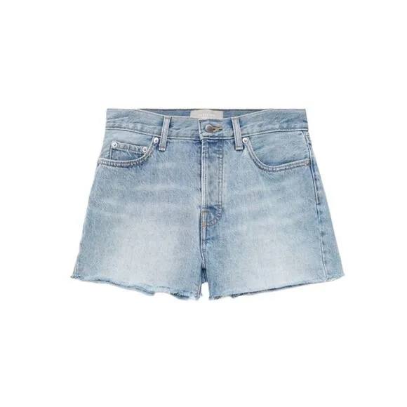 EVERLANE Short Women Sz 27 Blue '90s Mid Rise Raw Hem Organic Classic Preppy NWT