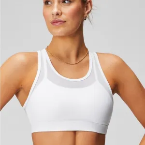 Fabletics | Faye High Impact Sports Bra | Classic White | Breathable Mesh | Sm