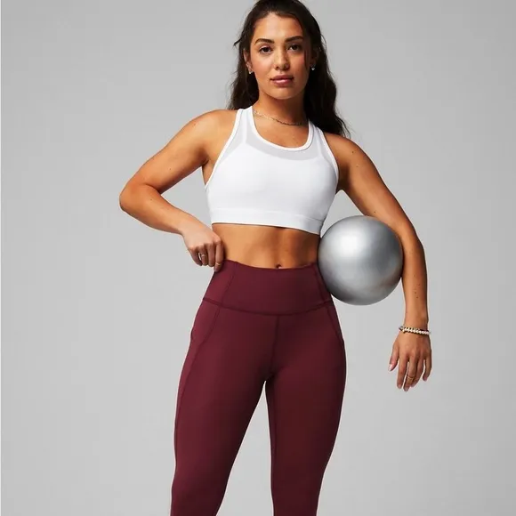 Fabletics | Faye High Impact Sports Bra | Classic White | Breathable Mesh | Sm
