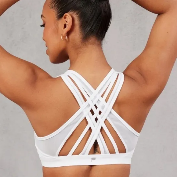 Fabletics | Faye High Impact Sports Bra | Classic White | Breathable Mesh | Sm