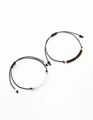 Fabric Beaded Rope Bracelets 2-Pack