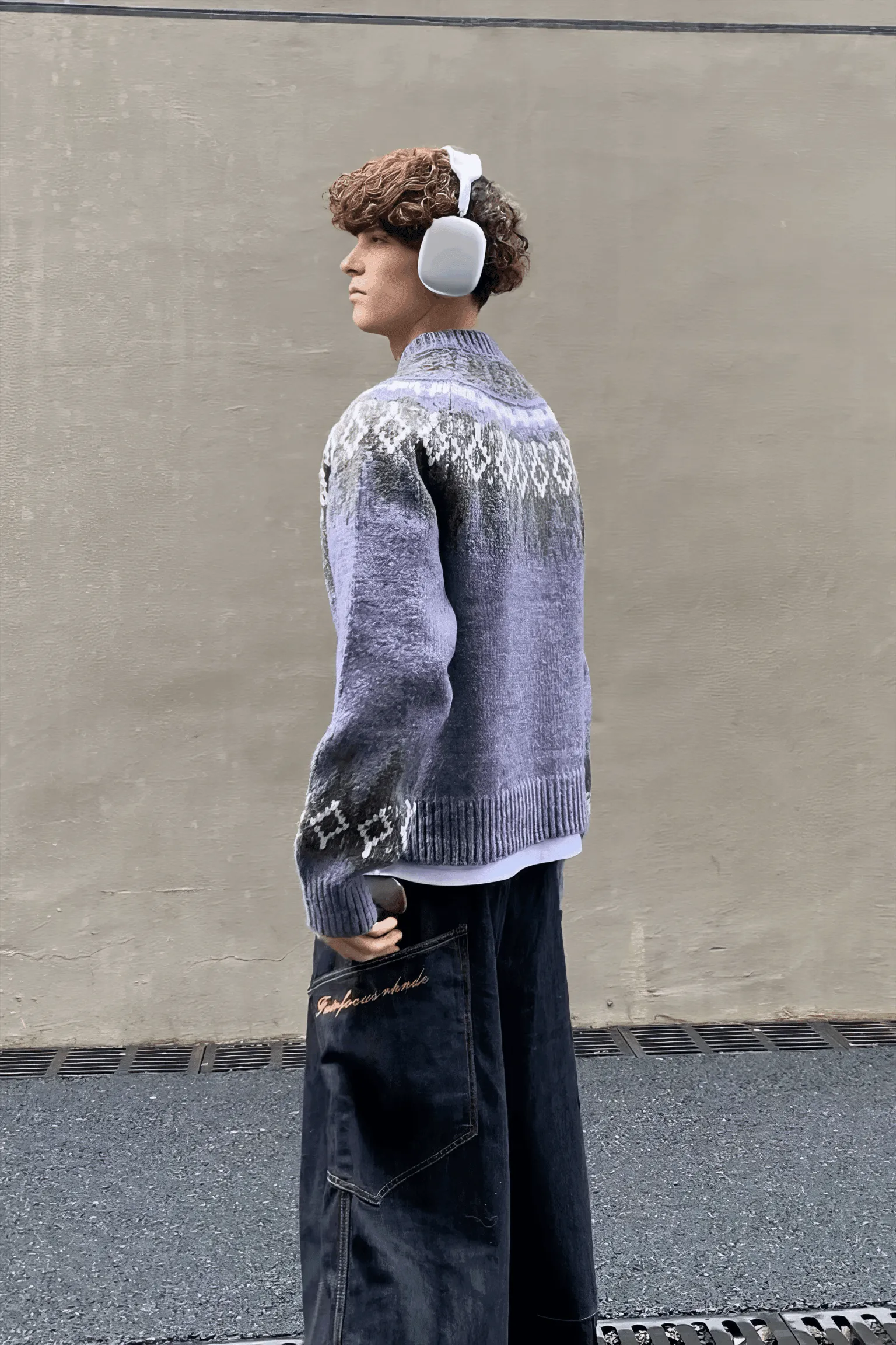 Fair Isle Zip Knit Cardigan