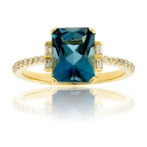 Fancy Cut London Blue Topaz & Diamond Accented Ring