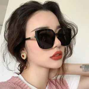 Fashion Cat Eye Sunglasses Woman Retro Brand Designer Sun Glasses Female Big Frame Vintage Black Mirror