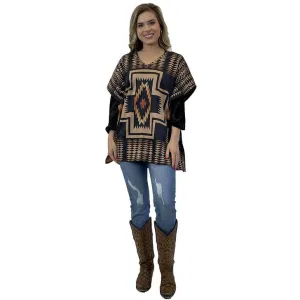 Fashion Express Aztec Cross Poncho