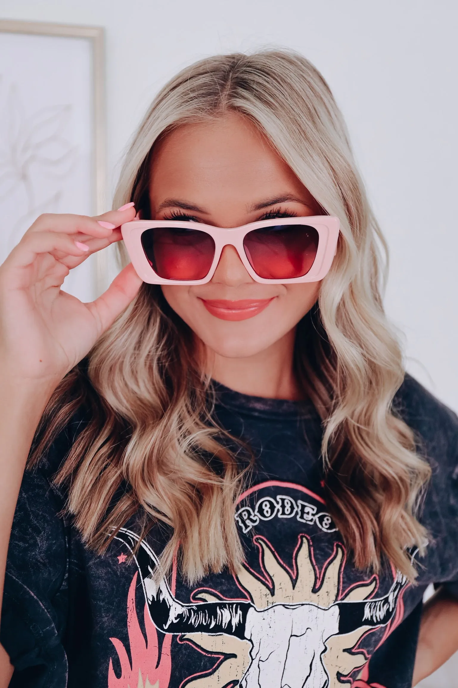 Fashion Frame Oversized Cat-Eye Sunglasses - Pink