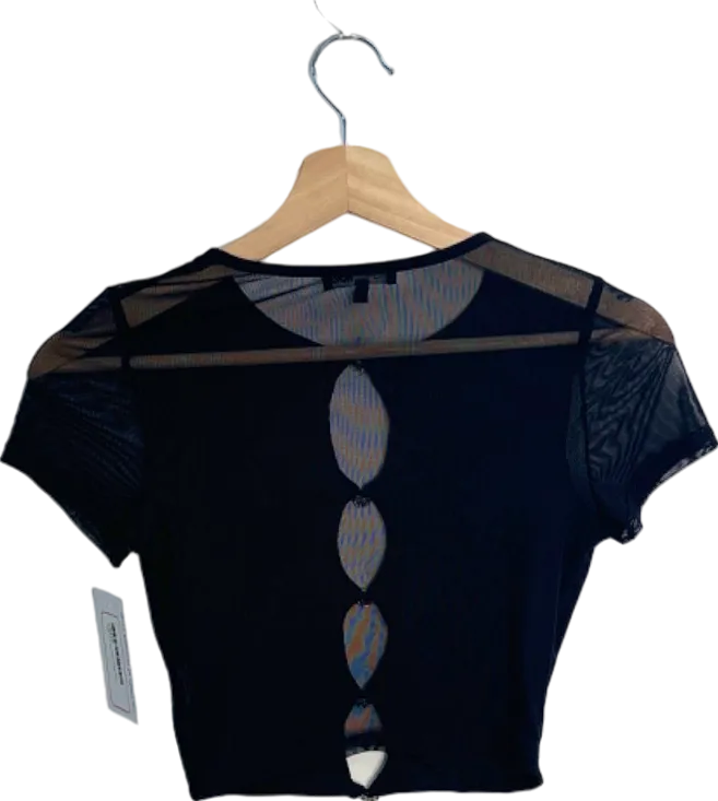 Fashion Nova Black Sheer Cut-out Crop Top XS