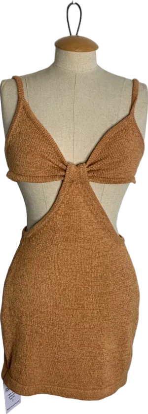 Fashion Nova Tan Knit Cutout Dress XS