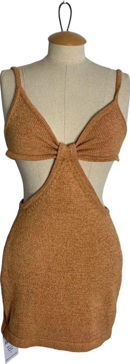 Fashion Nova Tan Knit Cutout Dress XS