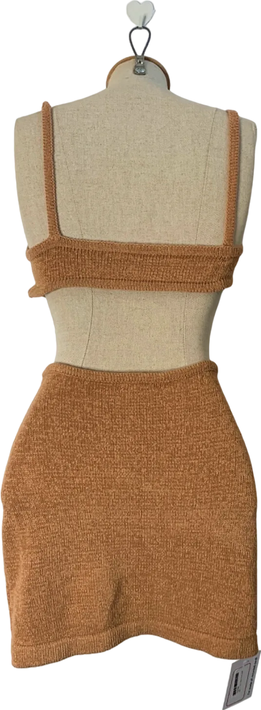 Fashion Nova Tan Knit Cutout Dress XS