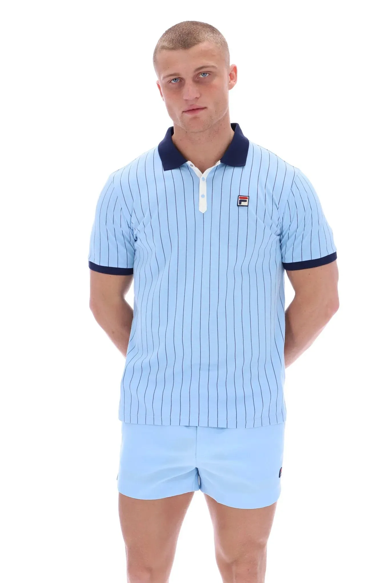 Fila BB1 Classic Vintage Striped Polo In Bell/Fila Navy