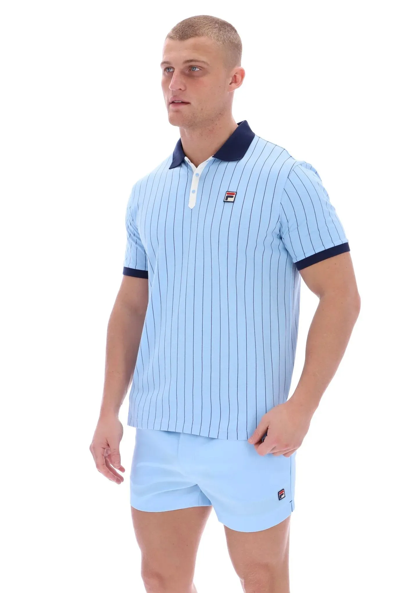Fila BB1 Classic Vintage Striped Polo In Bell/Fila Navy